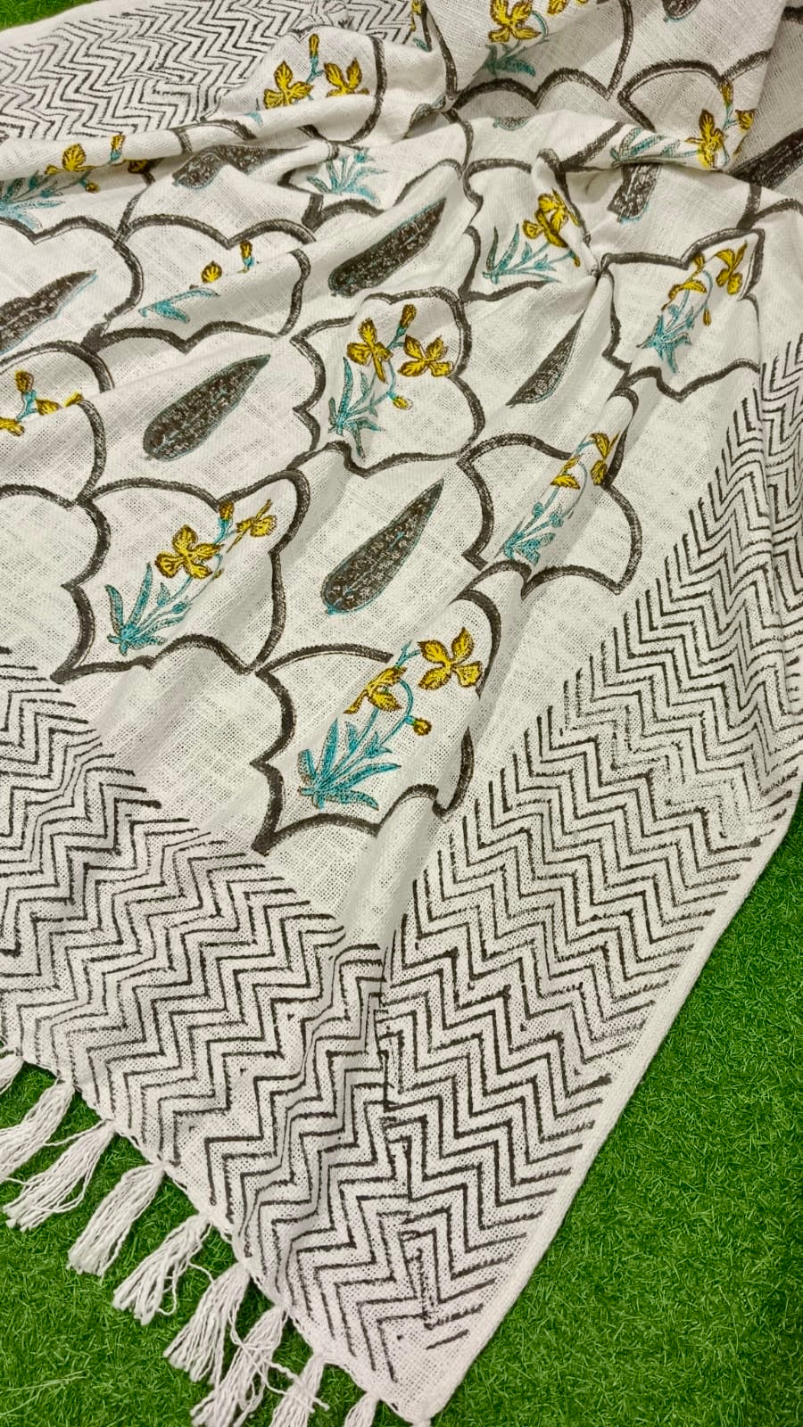 Handblock Printed Jute Cotton Dhurries