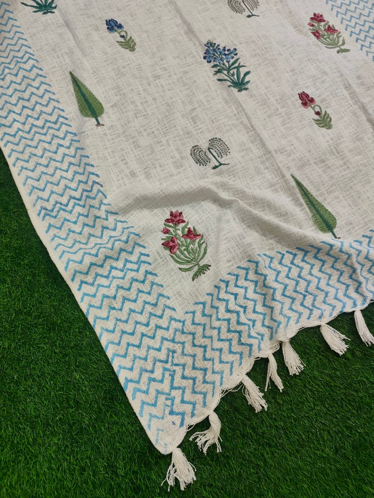 Handblock Printed Jute Cotton Dhurries