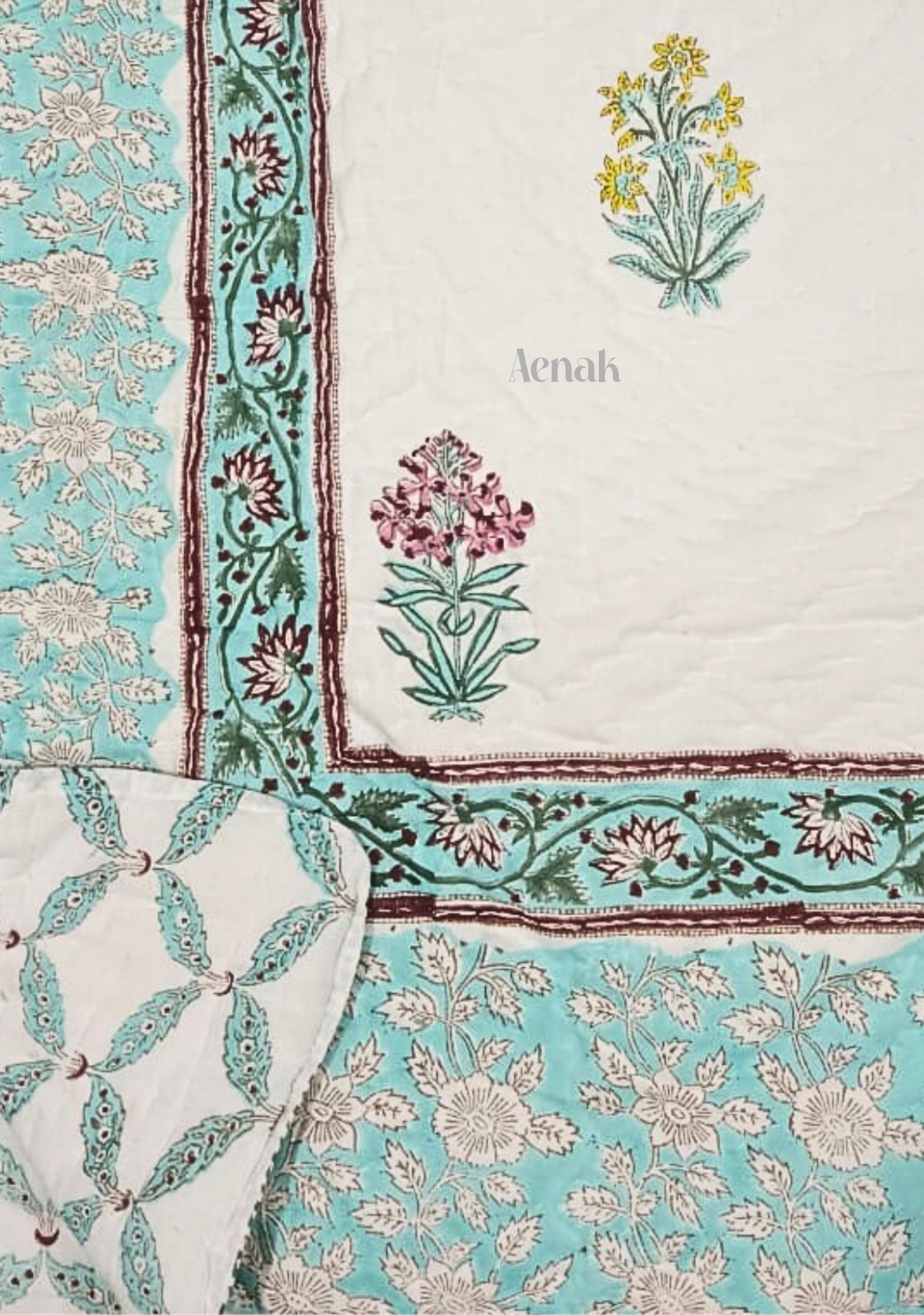 Madhumati Handblock Bedsheet + Quilt Combo