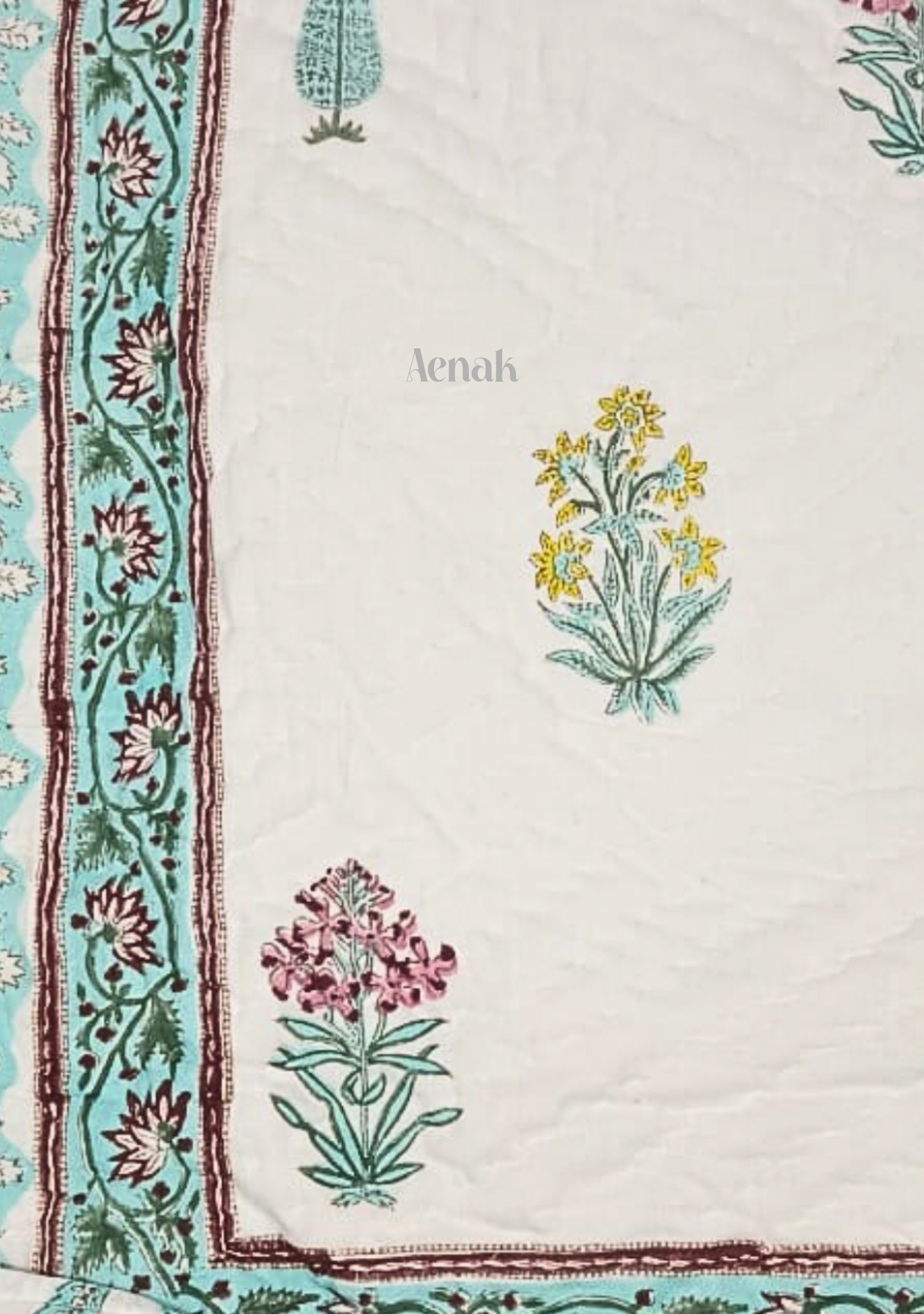 Madhumati Handblock Bedsheet + Quilt Combo Set