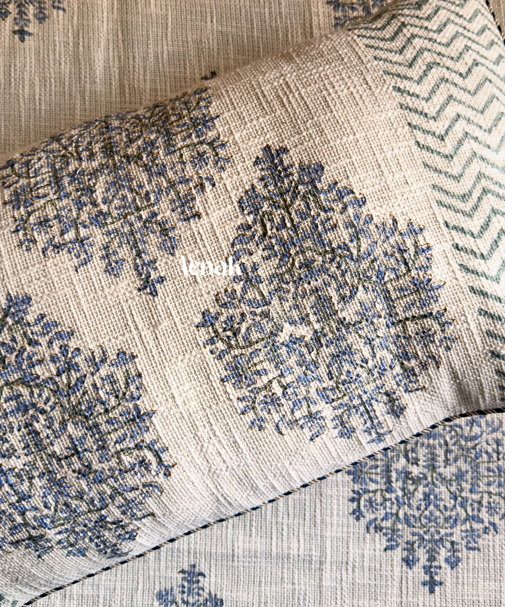 Blue Boota Handblock Printed Jute Cotton Bedcover