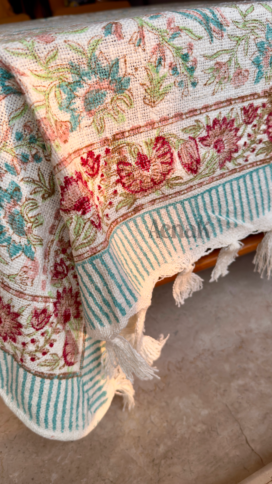 Handblock Printed Jute Cotton Dhurries