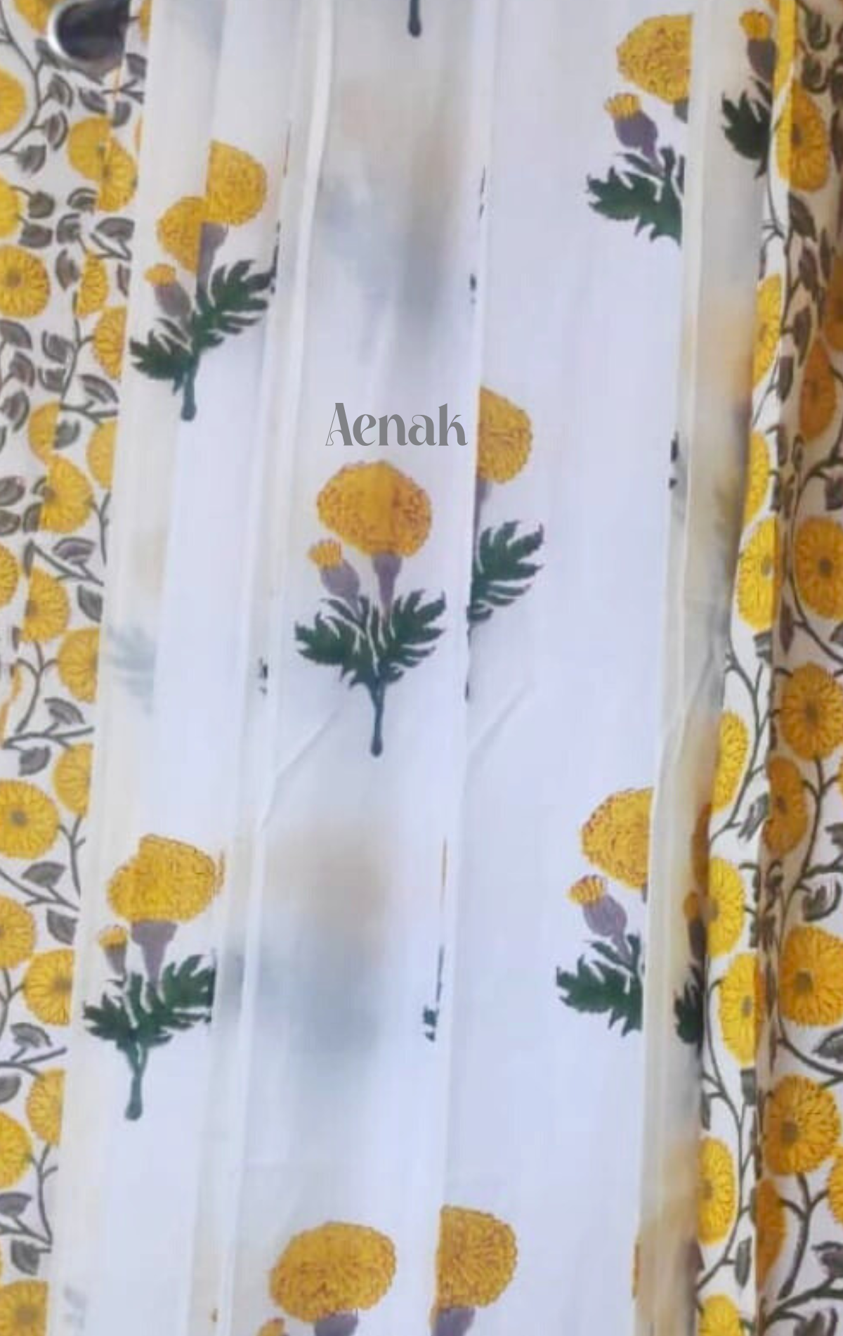 Yellow Marigold Eyelet Handblock Curtains