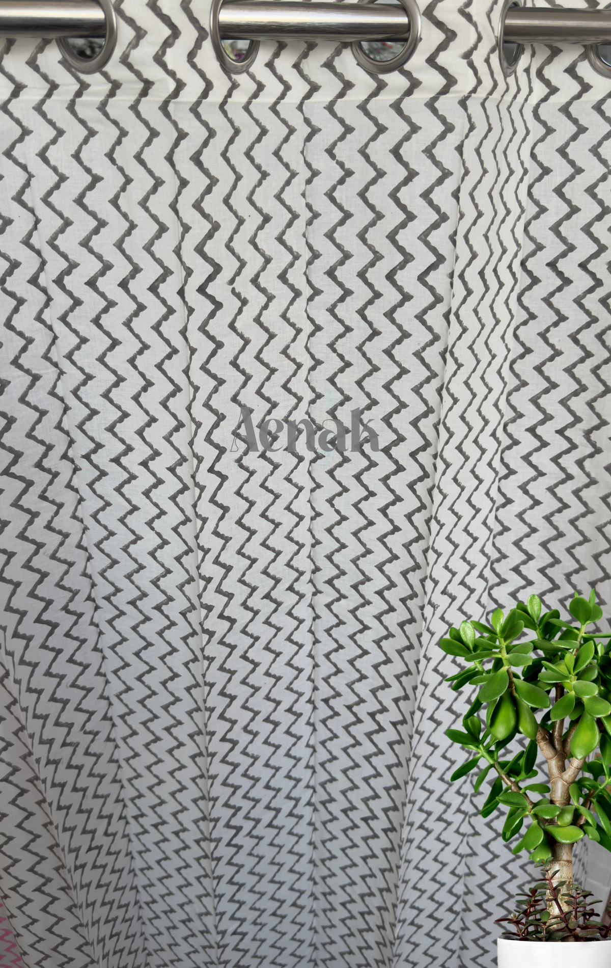 Black & White Zigzag Handblock Curtains