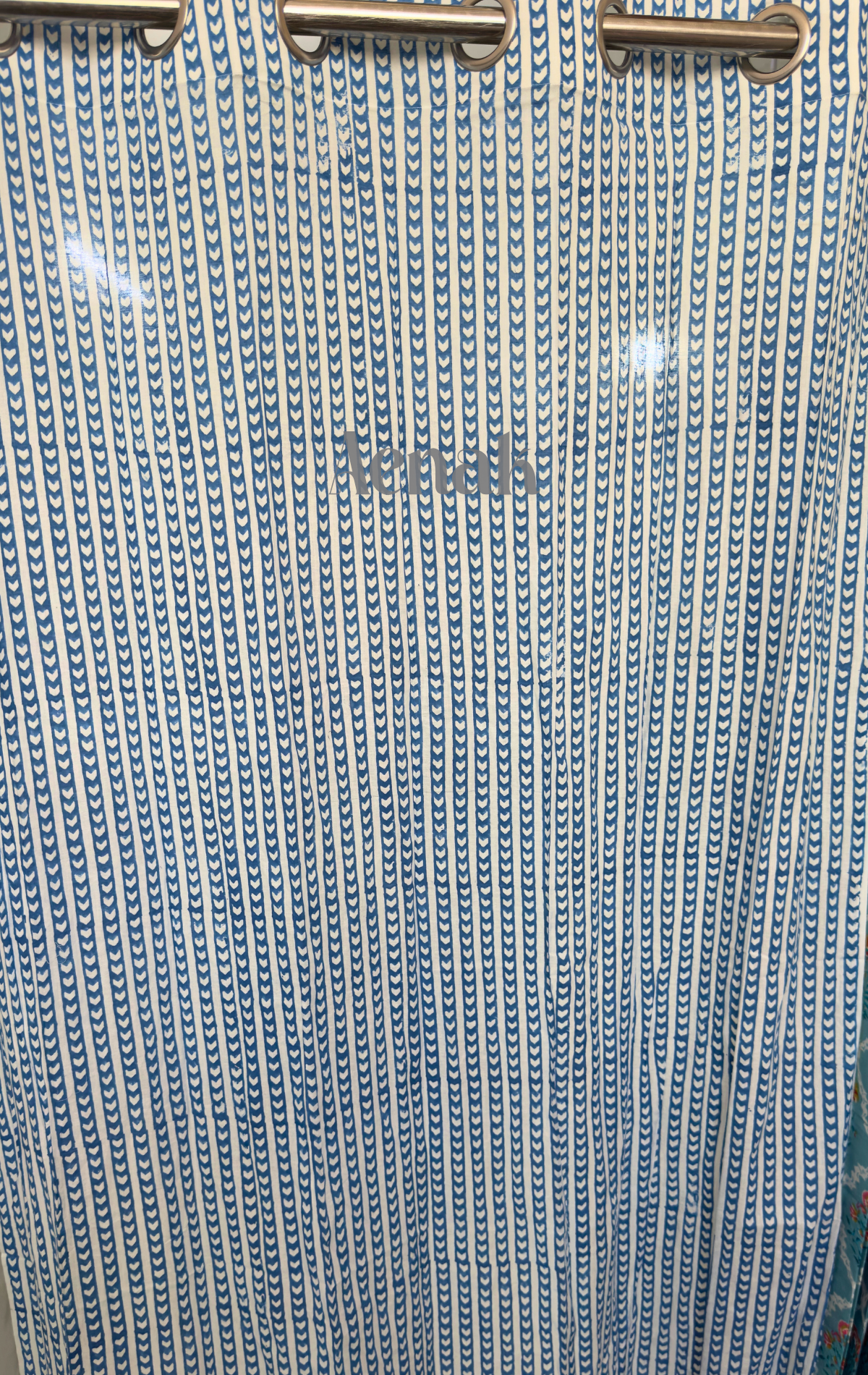 Blue Symmetric Eyelet Handblock Curtains