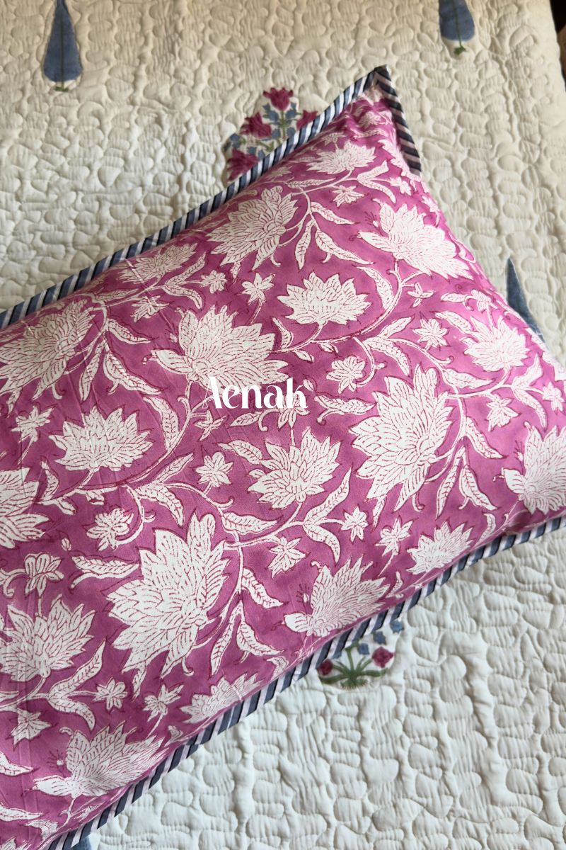 Magenta Boota Handblock Printed Reversible Quilted Cotton Bedcover
