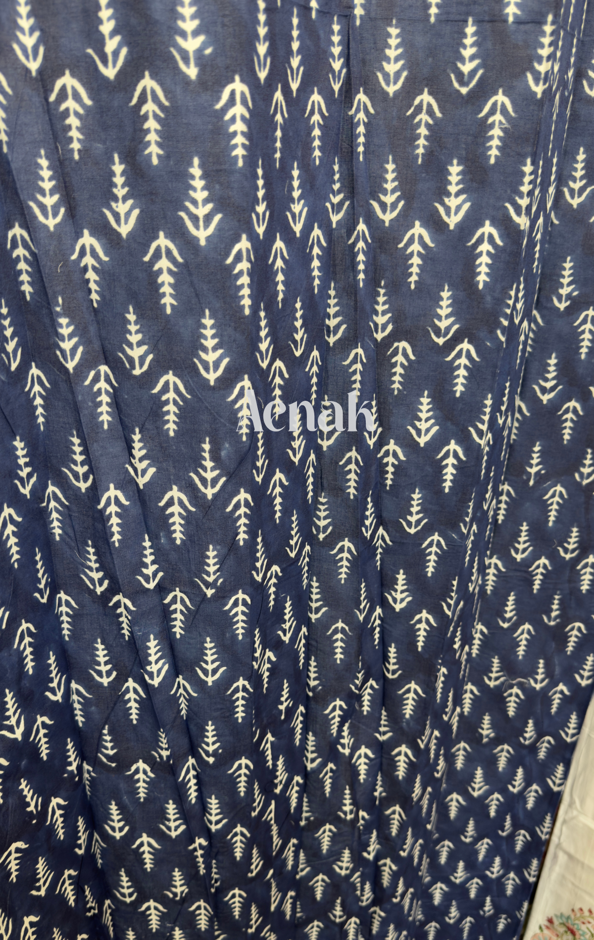 Indigo Blue Eyelet Handblock Curtains