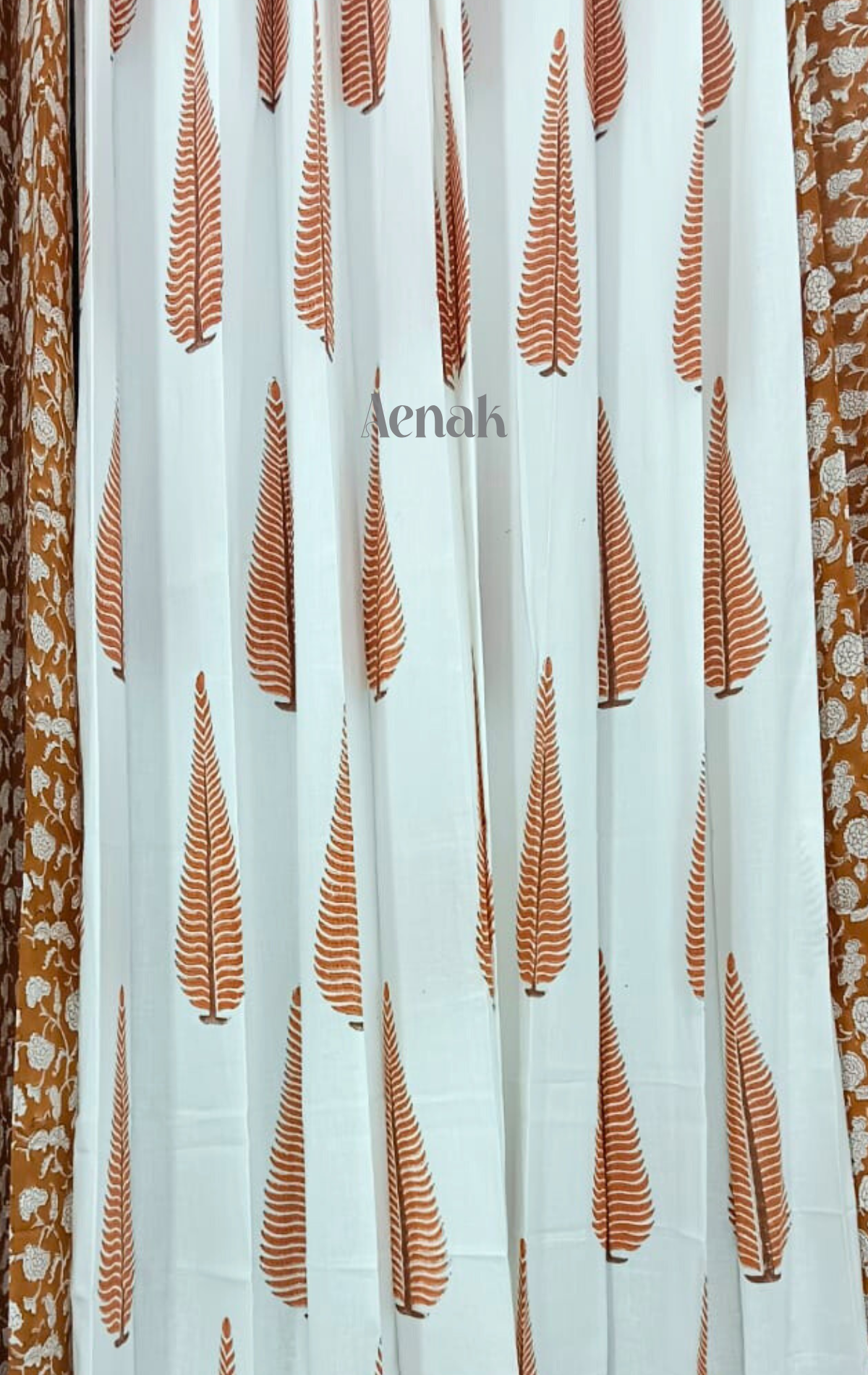 Teracotta Cypress Handblock Curtains