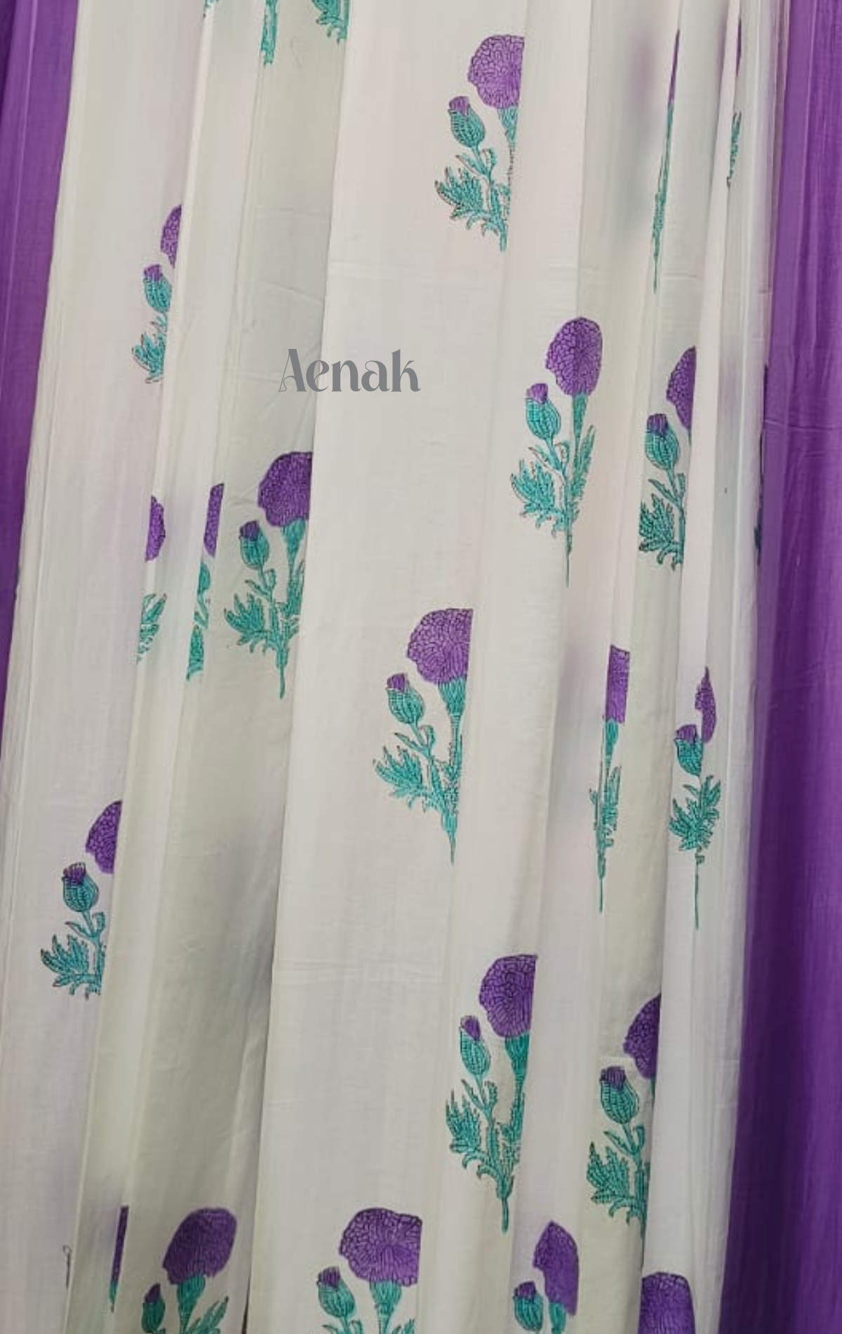 Purple Marigold Eyelet Handblock Curtains