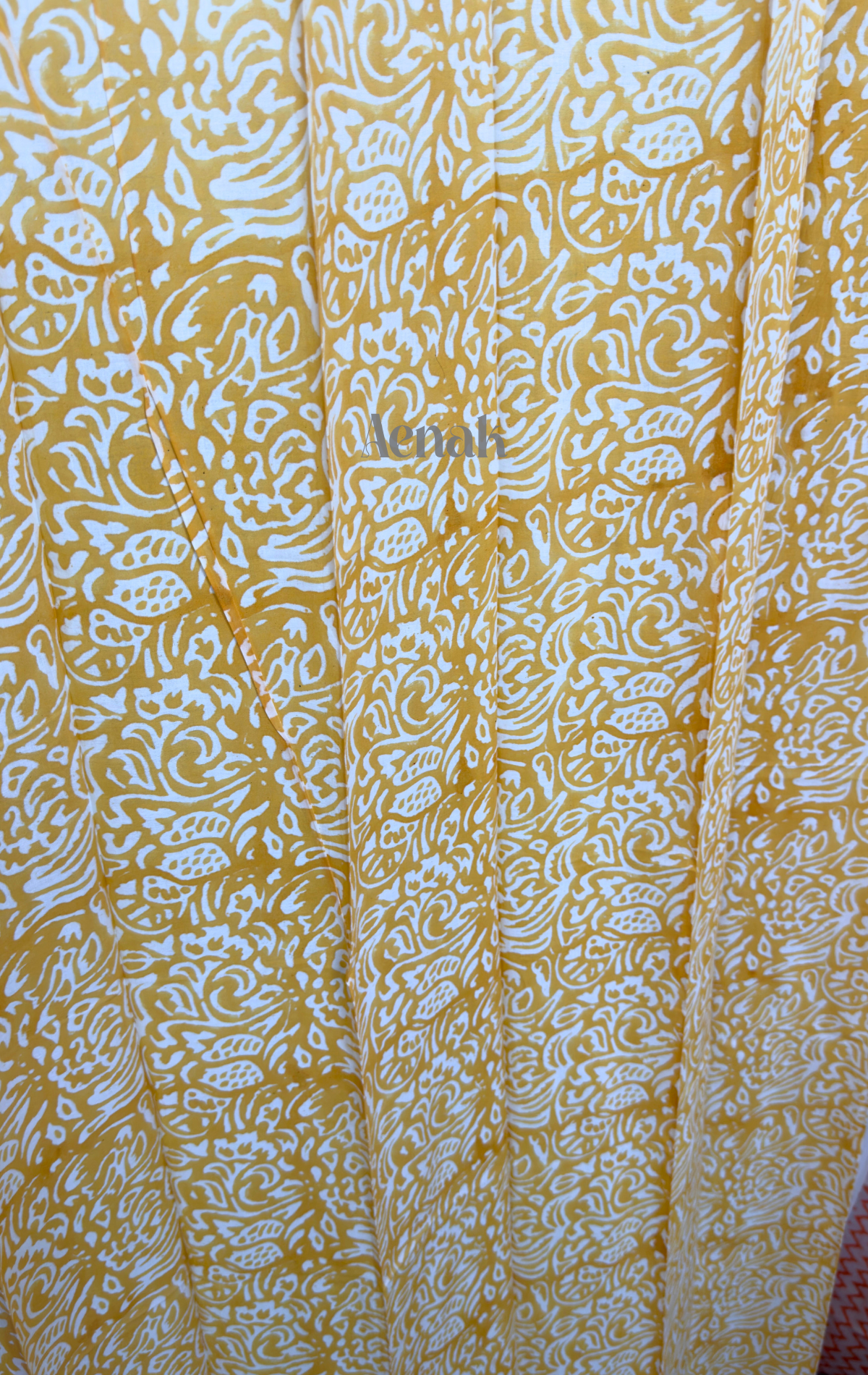 Yellow Jaal Eyelet Handblock Curtains