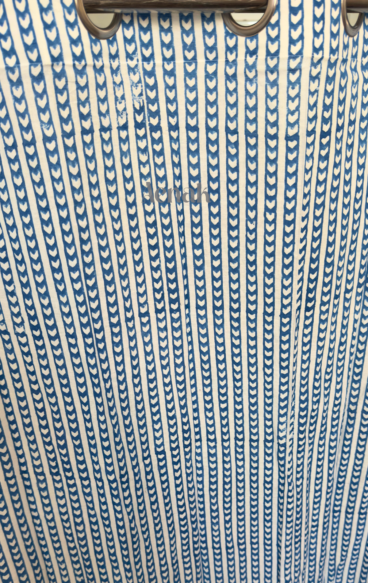 Blue Symmetric Eyelet Handblock Curtains