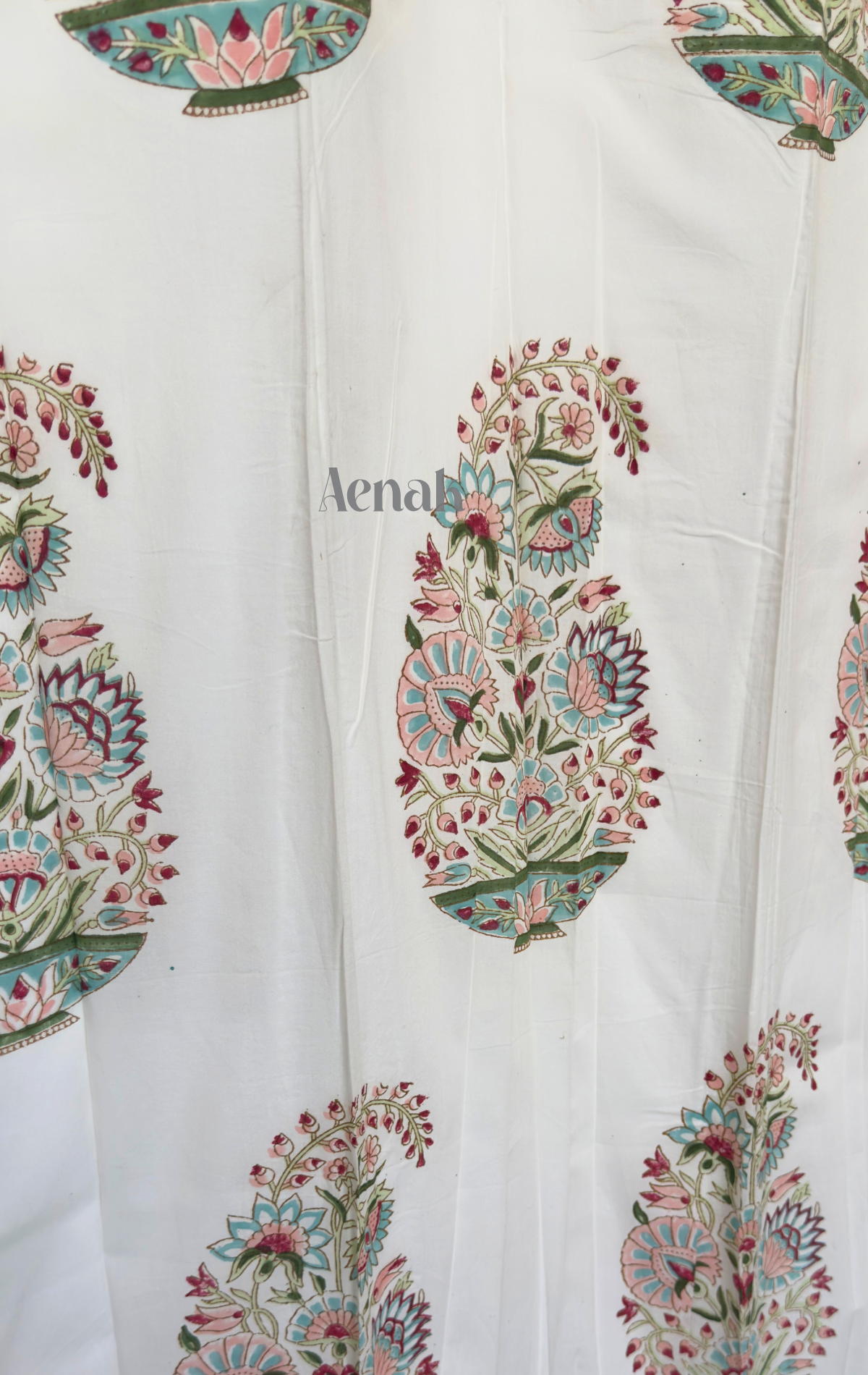 Pink Kairi Eyelet Handblock Curtains