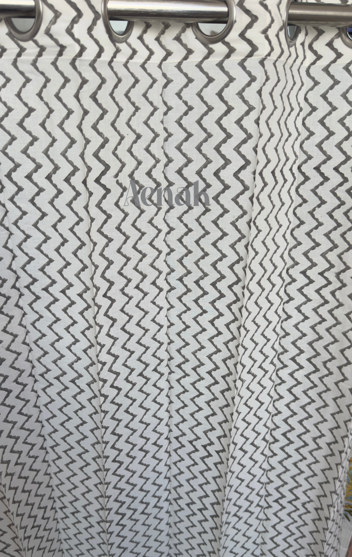 Black & White Zigzag Handblock Curtains