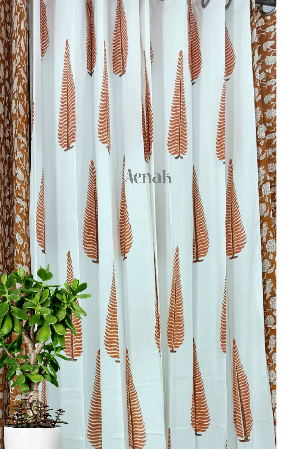 Teracotta Cypress Handblock Curtains