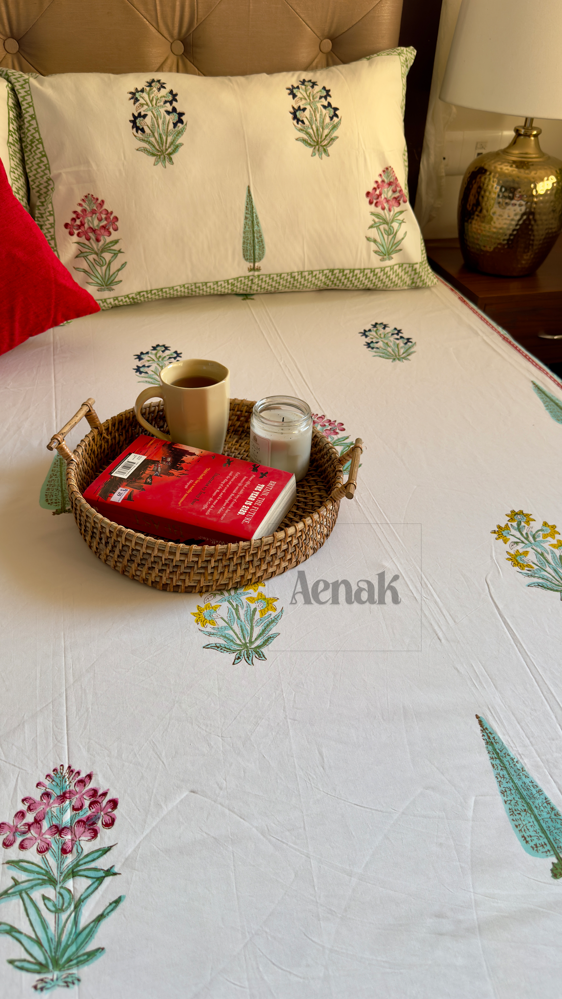 Madhumati Handblock Bedsheet + Quilted Bedcover Combo