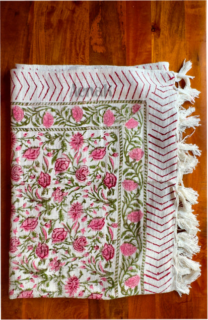 Handblock Printed Jute Cotton Dhurries