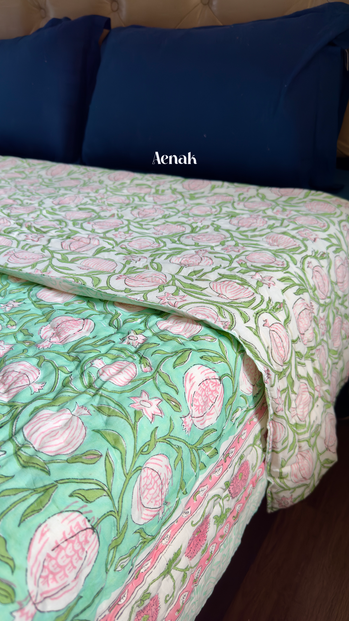 Anaar Baag Handblock Reversible Mulmul Cotton Quilt