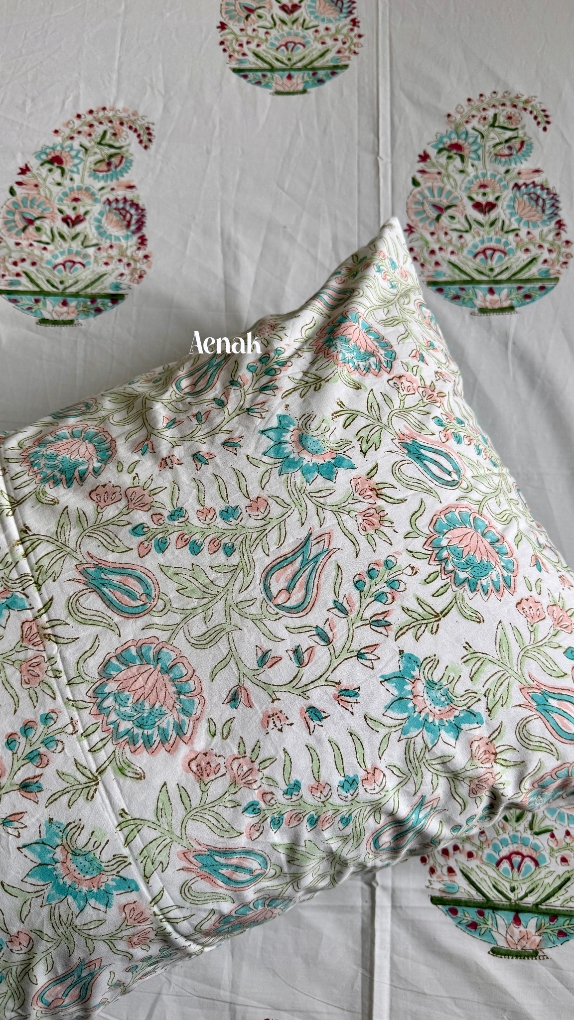 Pink Kairi Handblock Premium Cotton Bedsheet Set