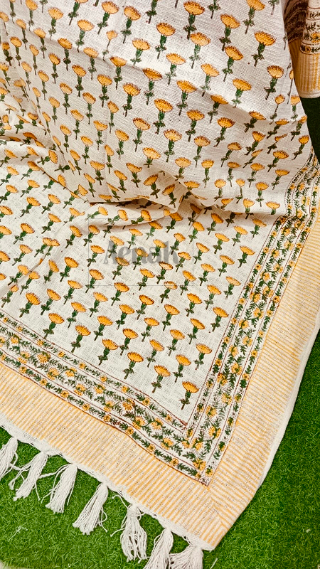 Handblock Printed Jute Cotton Dhurries