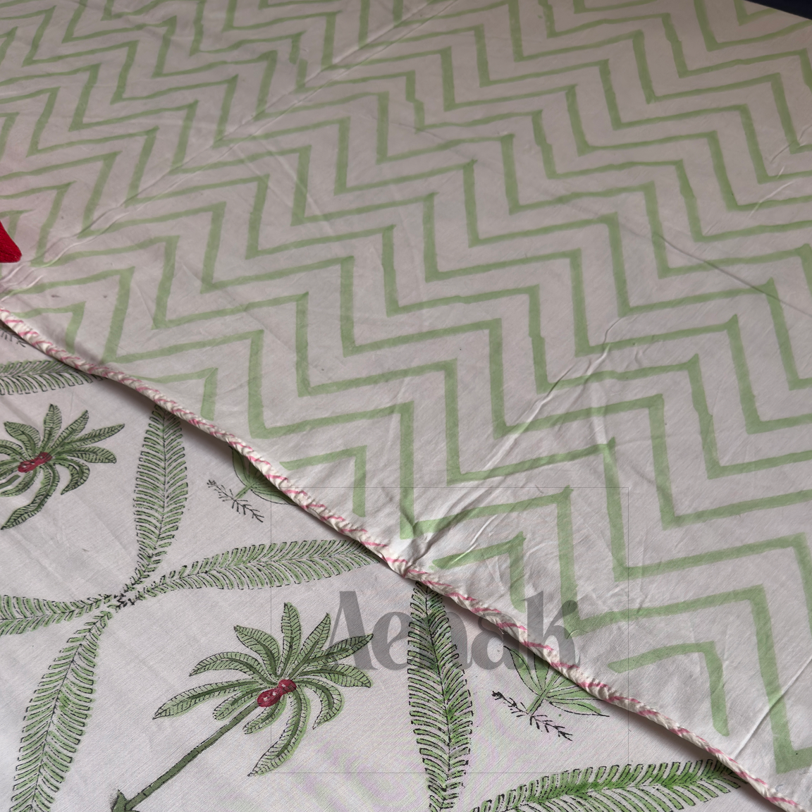 Green Palm Handblock Duvet/Quilt Cover