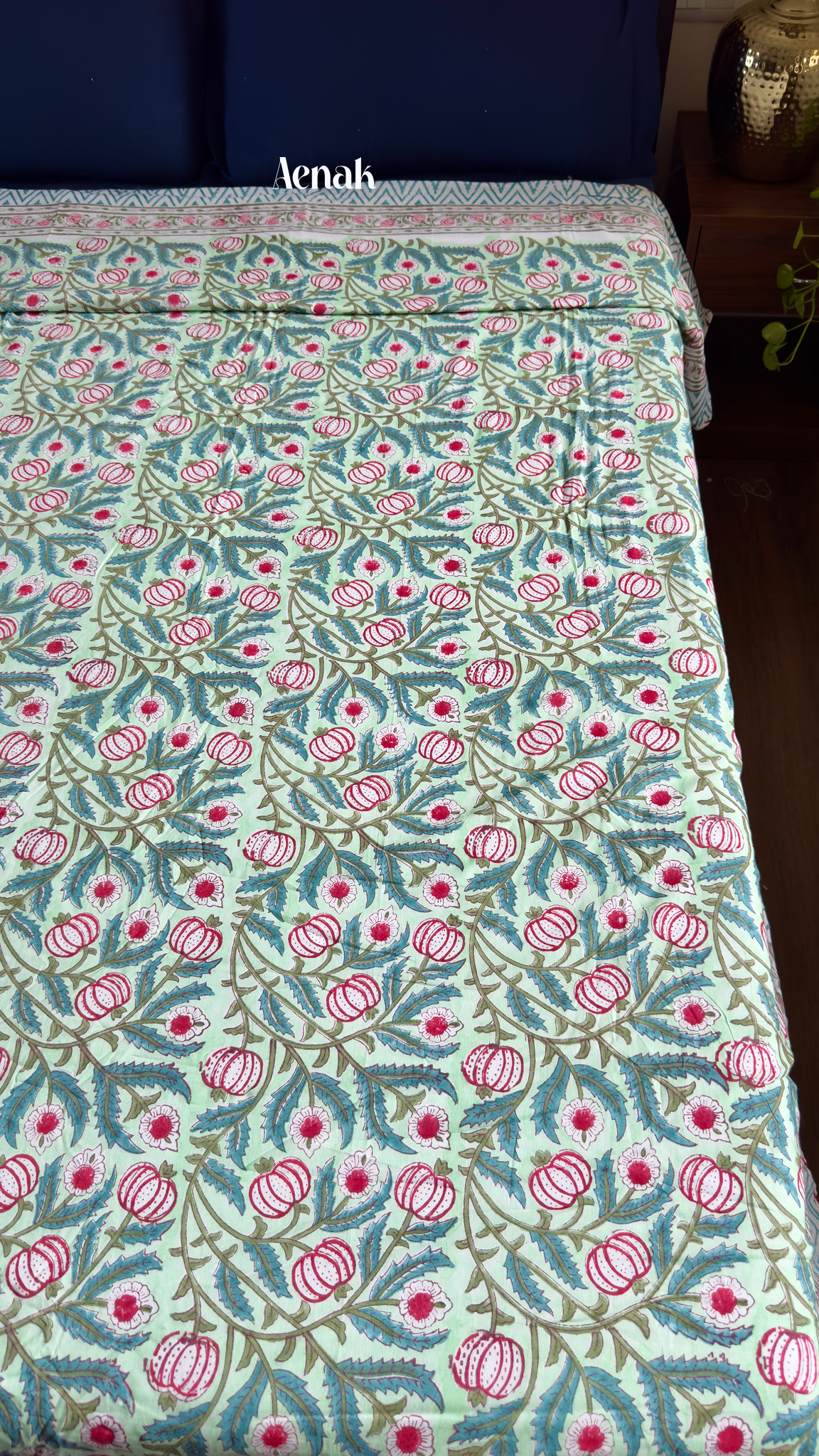 Red Anaar Baag Handblock Printed Mulmul Cotton Reversible Dohar
