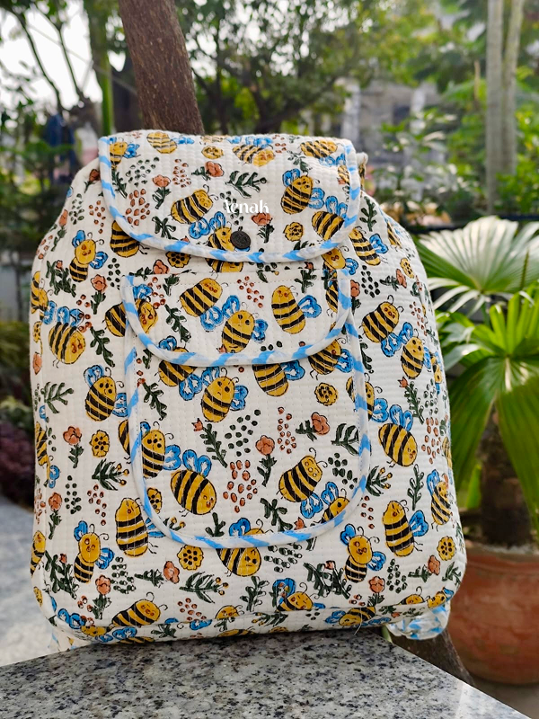 Yellow Bee Quilted Kids Backpack
