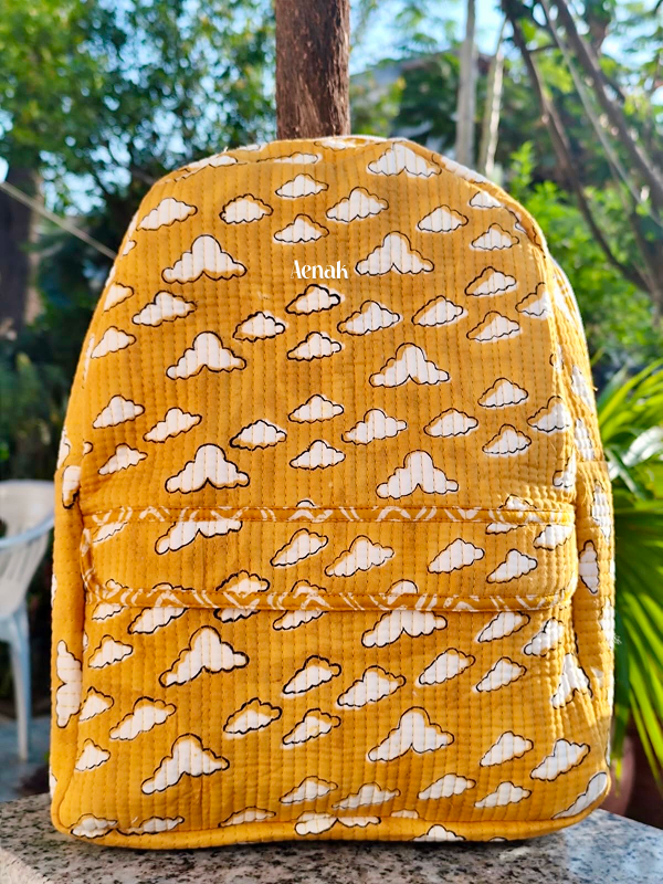 Yellow Cloud Quilted Kids Backpack