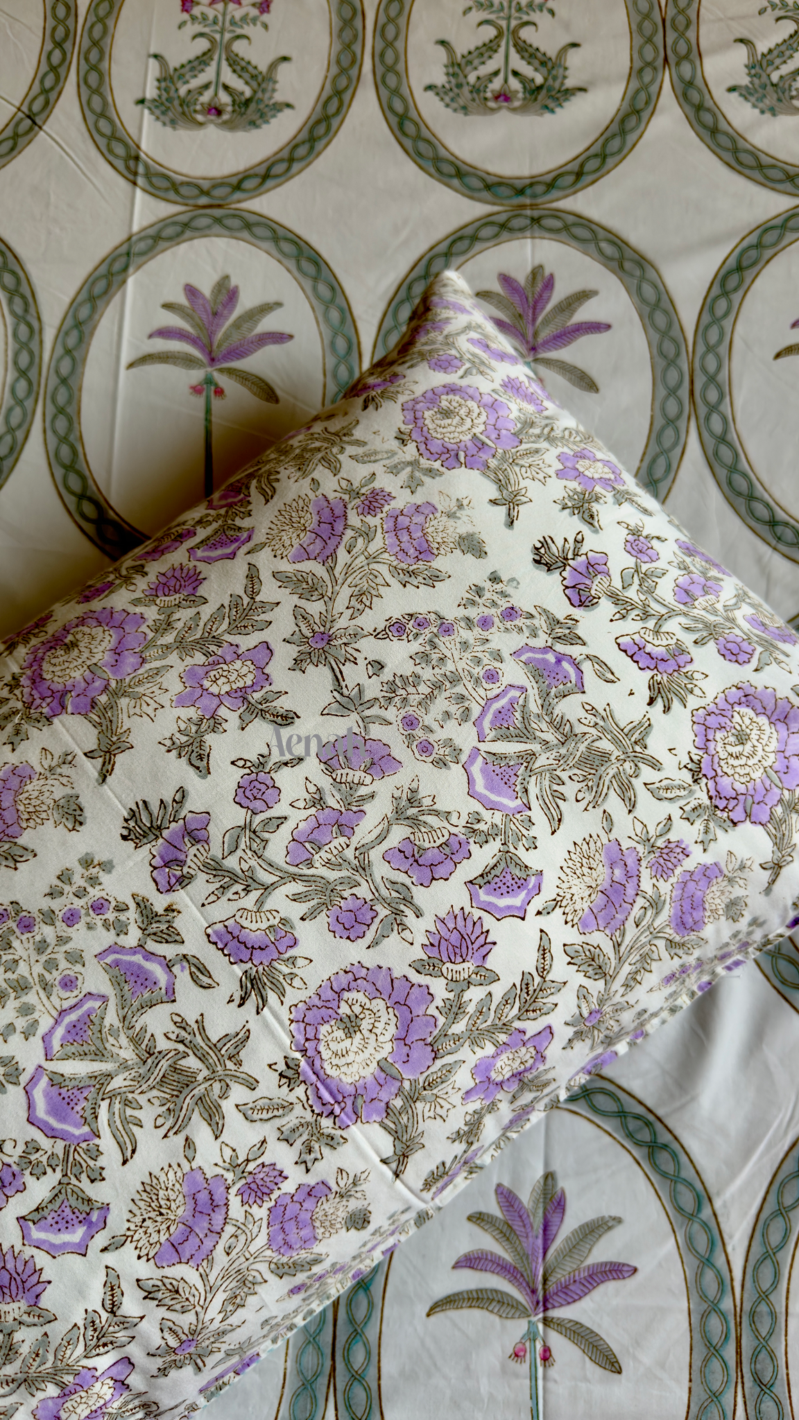Magenta & Grey Handblock Bedsheet + Quilt Combo