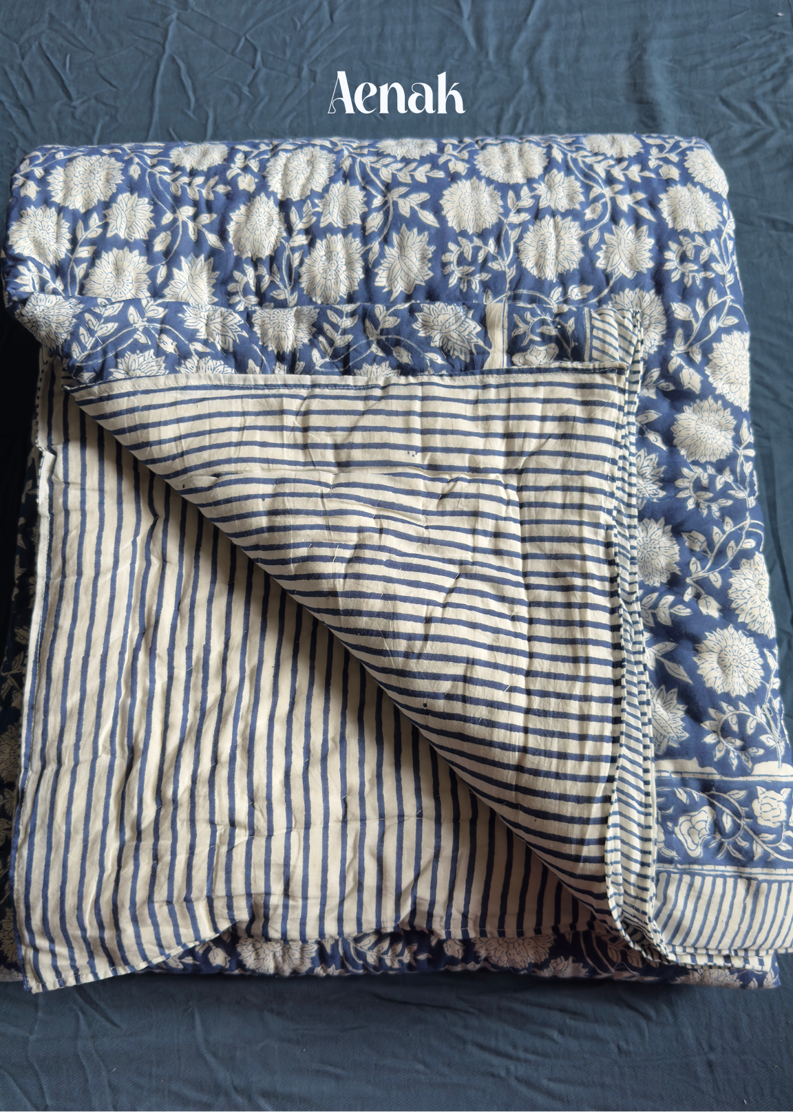 Blue Floral Garden Bedsheet + Quilt Combo Set