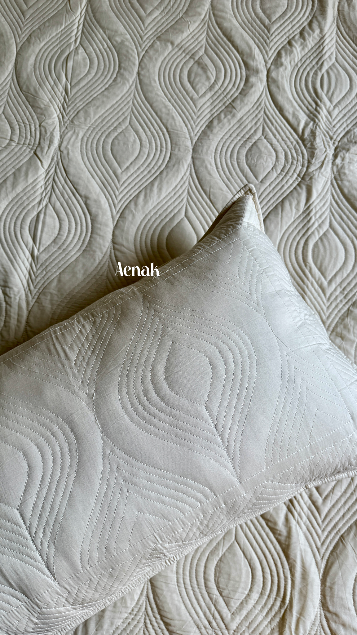 Beige Embossed Quilted Bedcover (Non-White Base)