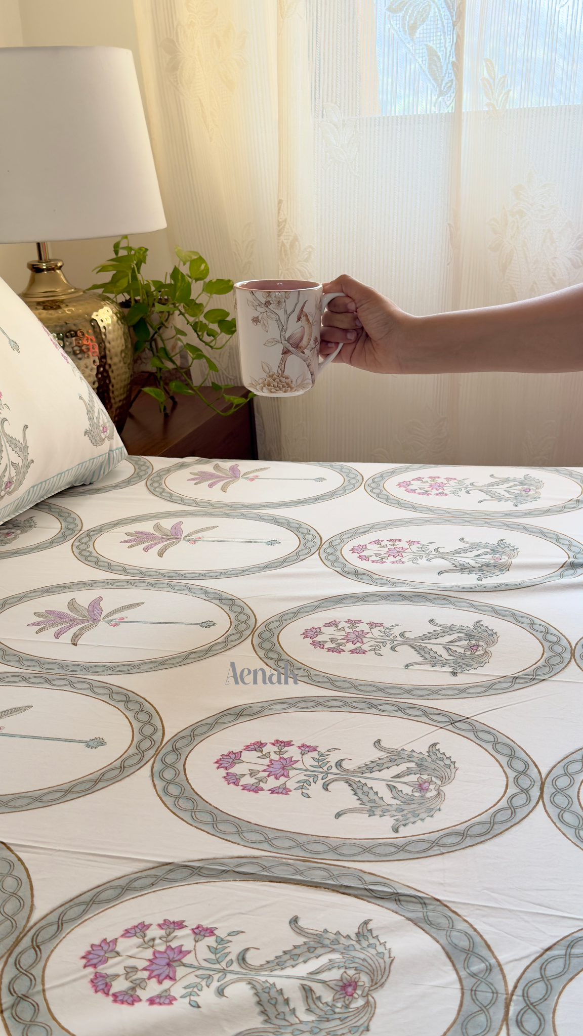 Magenta & Grey Handblock Bedsheet + Quilt Combo
