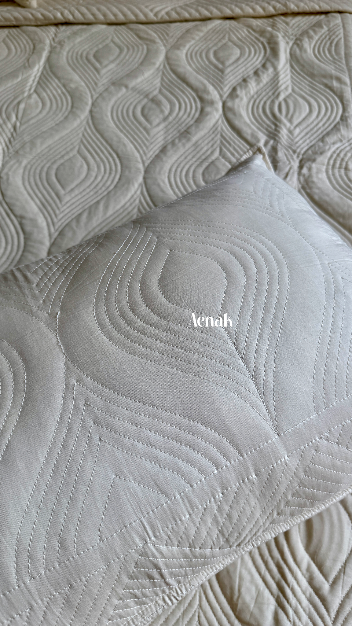 Beige Embossed Quilted Bedcover (Non-White Base)
