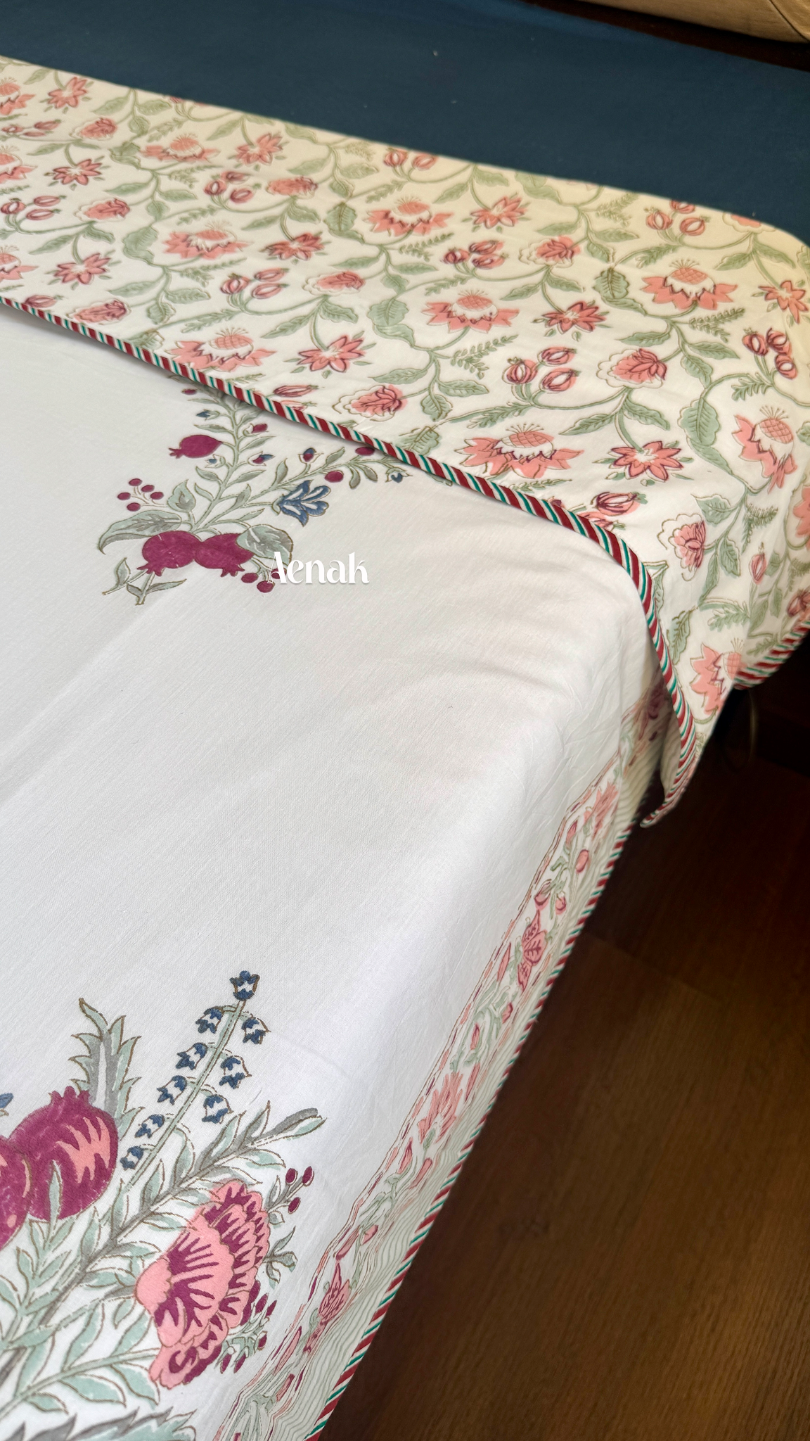 Burgundy Anaar Handblock Printed Mulmul Cotton Reversible Dohar