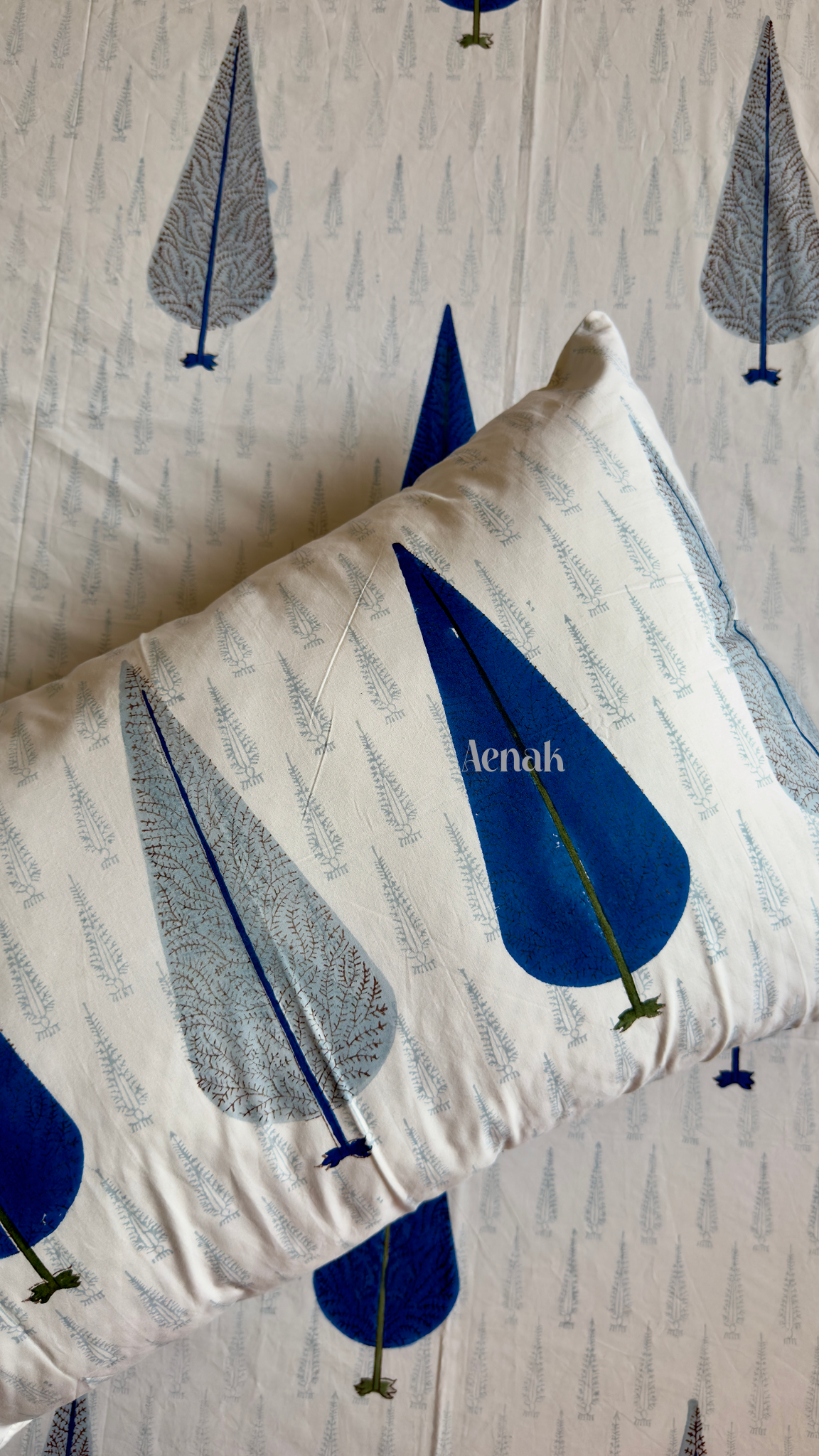 Blue Cypress Handblock Printed Premium Cotton Bedsheet