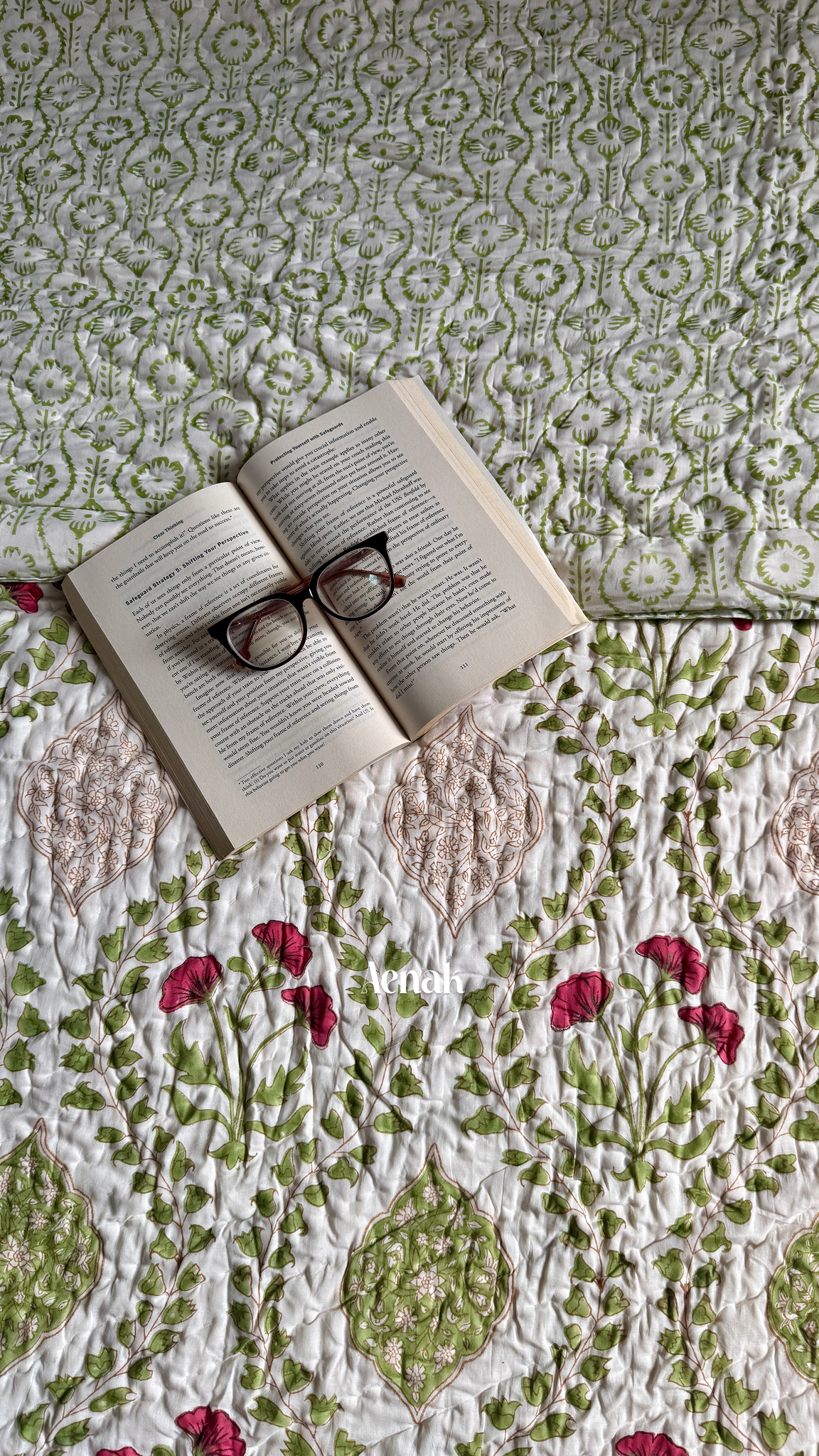 Red Poppy Handblock Bedsheet + Quilt Combo
