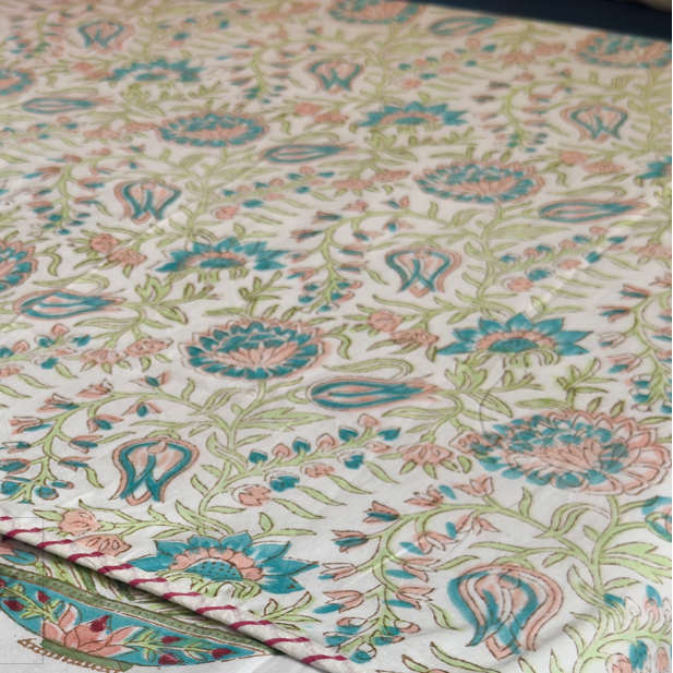 Pink Kairi Handblock Duvet/Quilt Cover