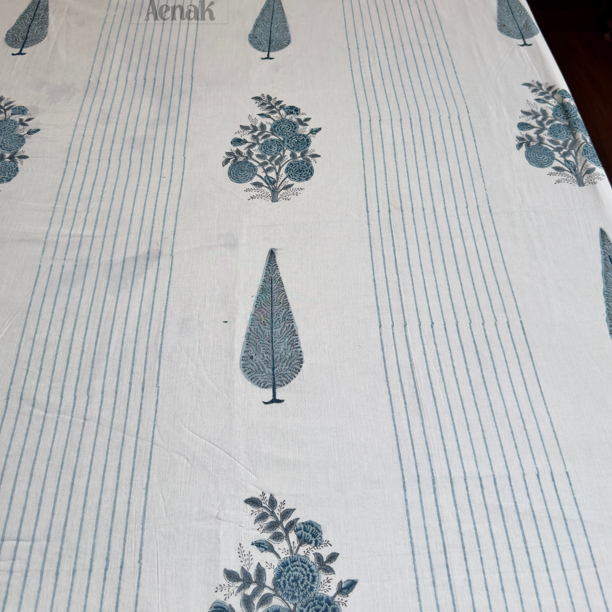 Blue Phool Boota Handblock Duvet/Quilt Cover
