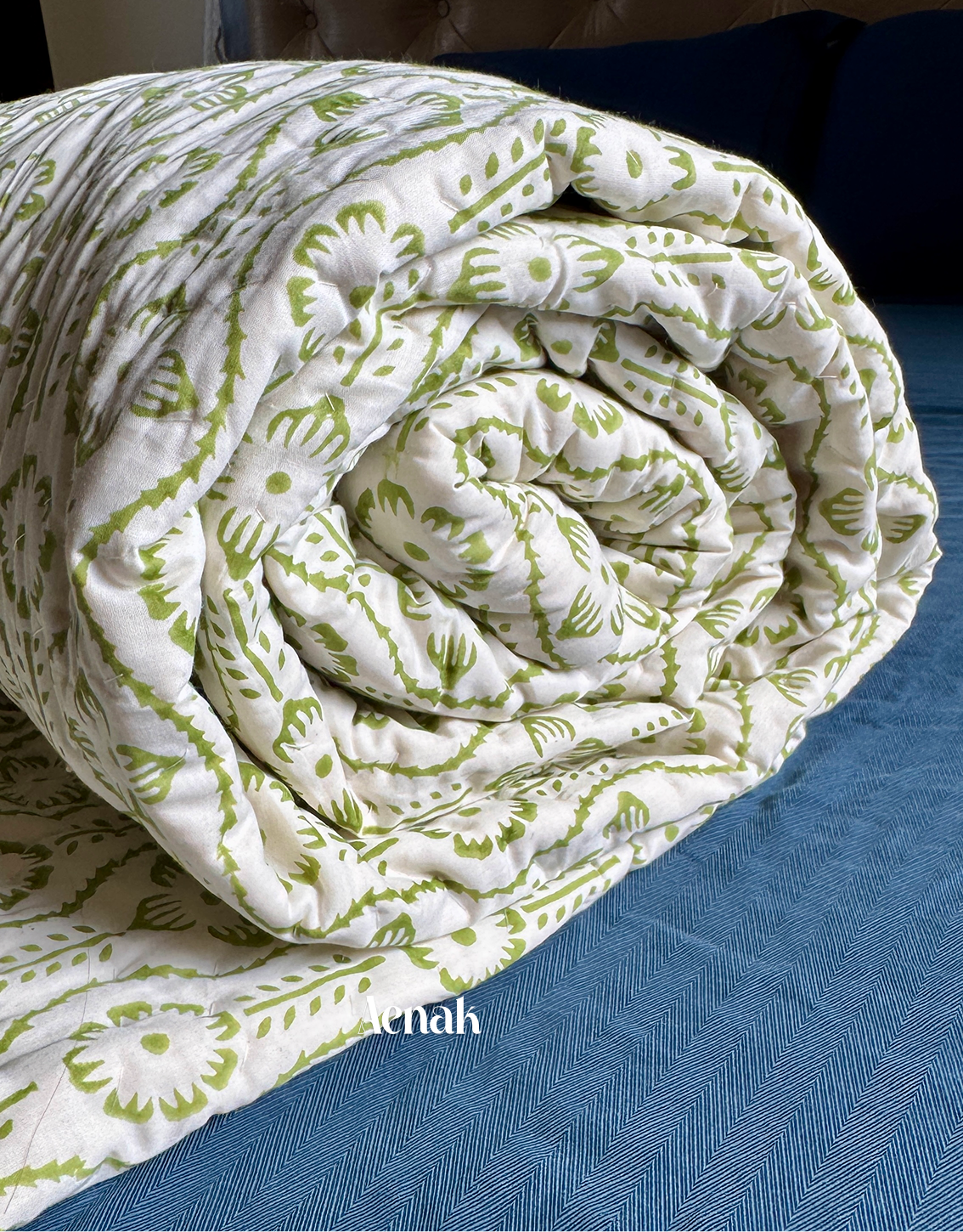Red Poppy Handblock Bedsheet + Quilt Combo