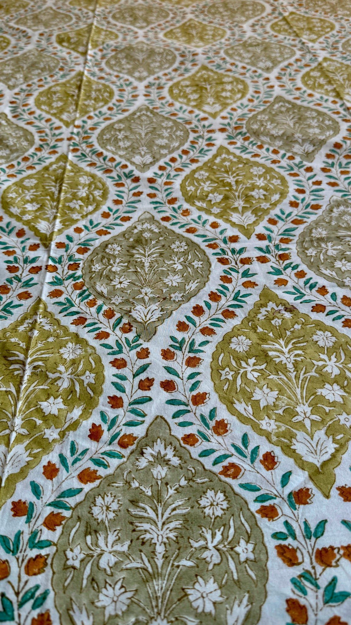 Green Jaal Handblock Printed Premium Cotton Bedsheet