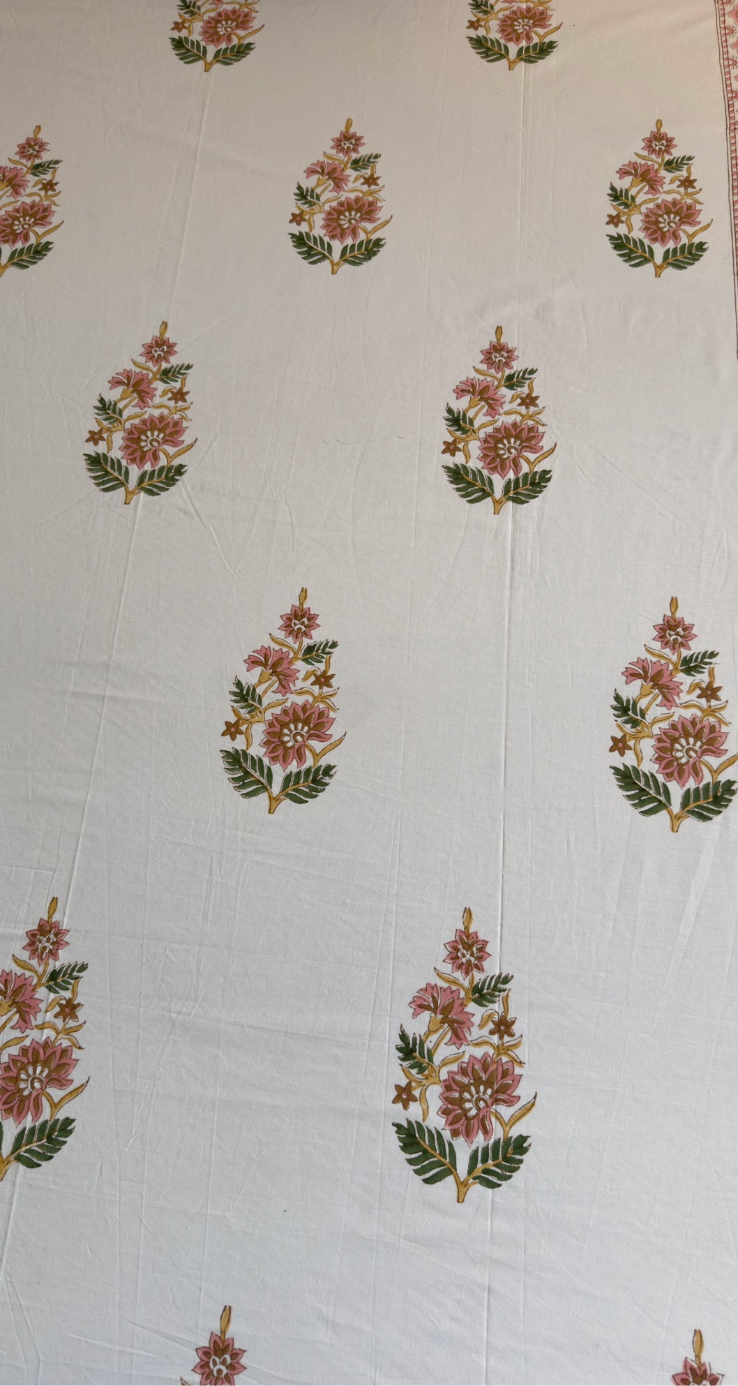 Pink Dahlia Handblock Printed Premium Cotton Bedsheet