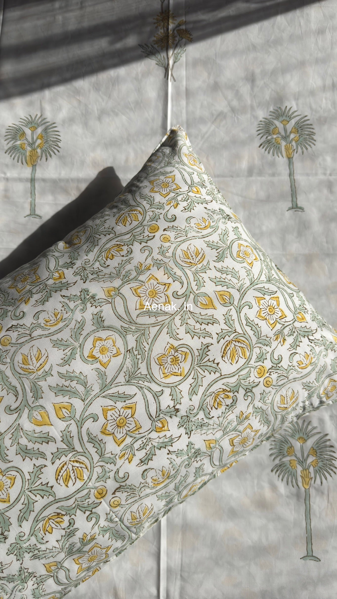 Yellow Blossom Handblock Premium Cotton Bedsheet Set