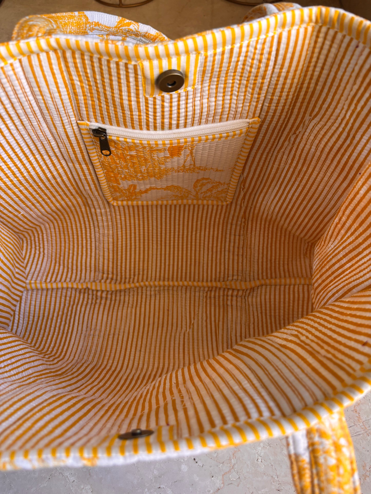 Yellow Jungle Quilted Cotton Travel Bag + Vanity Pouch