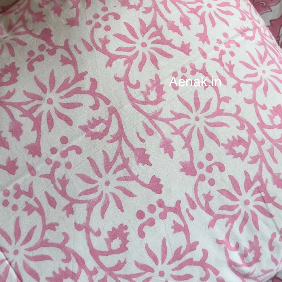 Pink white premium cotton bedsheet for soft and elegant bedroom styling by Aenak