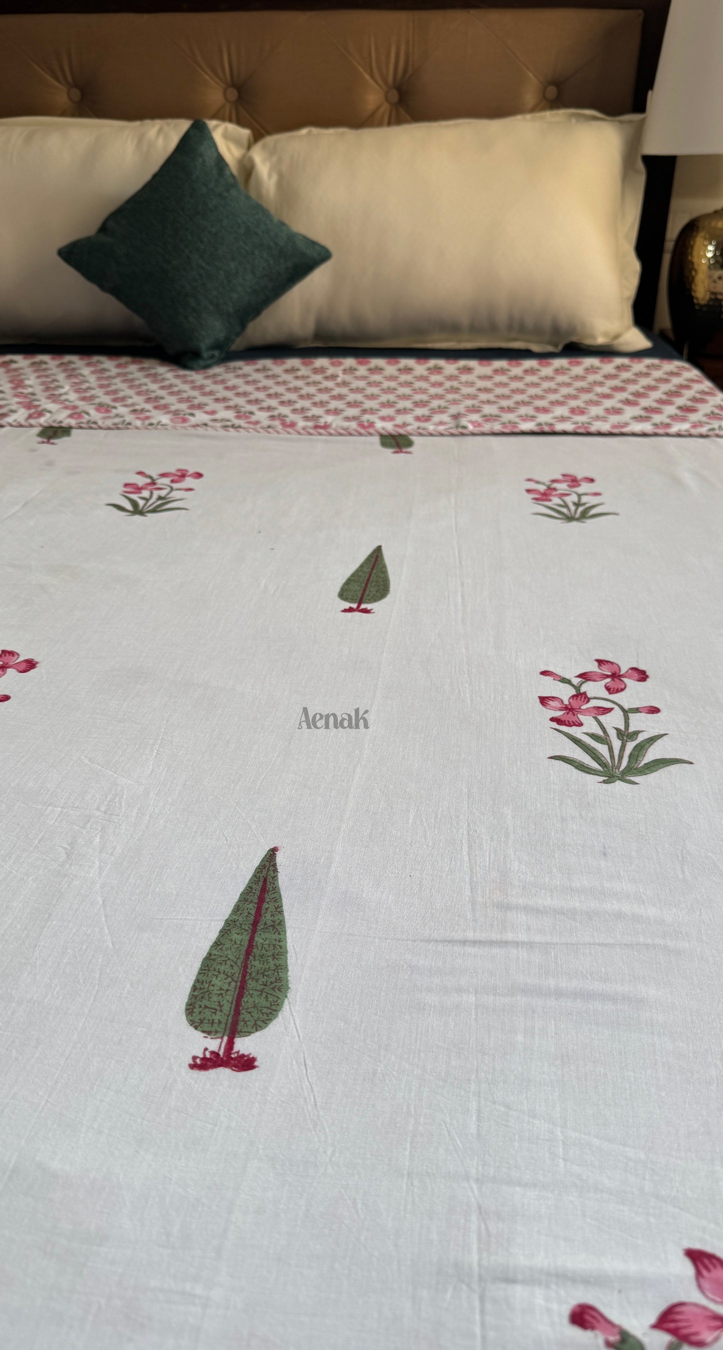 Pink Madhumati Handblock Printed Mulmul Cotton Reversible Dohar