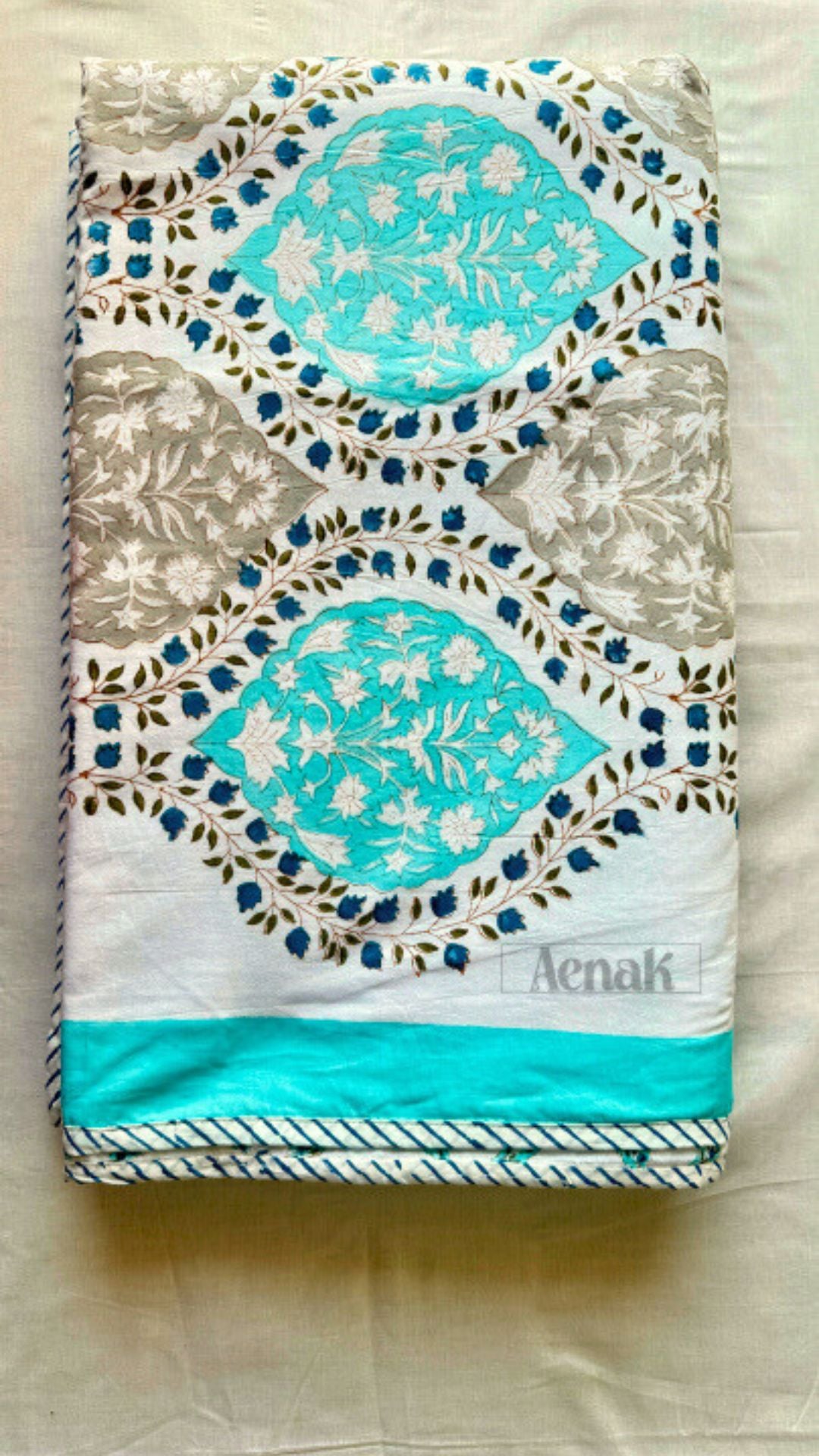 Blue Jaal Handblock Bedsheet + Dohar Combo