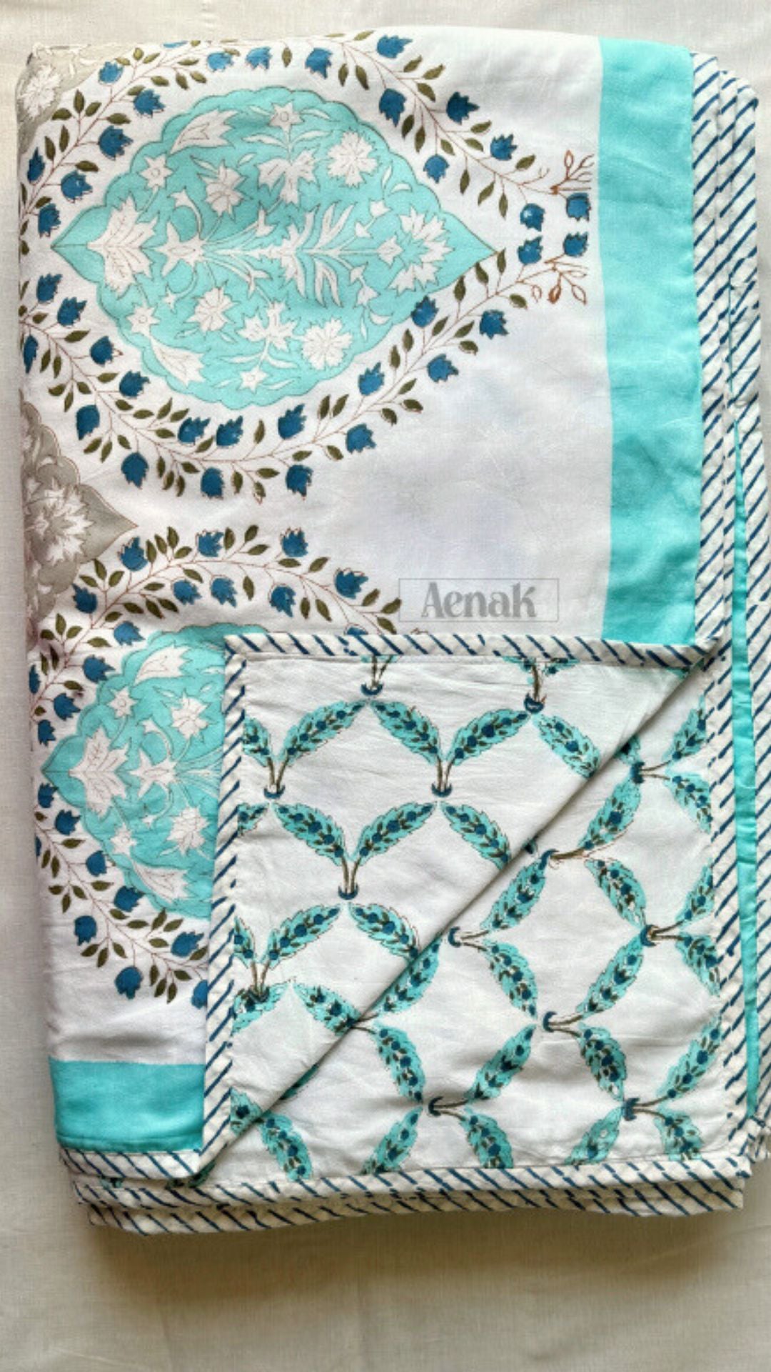 Blue Jaal Handblock Bedsheet + Dohar Combo