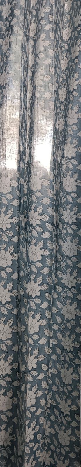 Grey Floral Garden Handblock Curtains