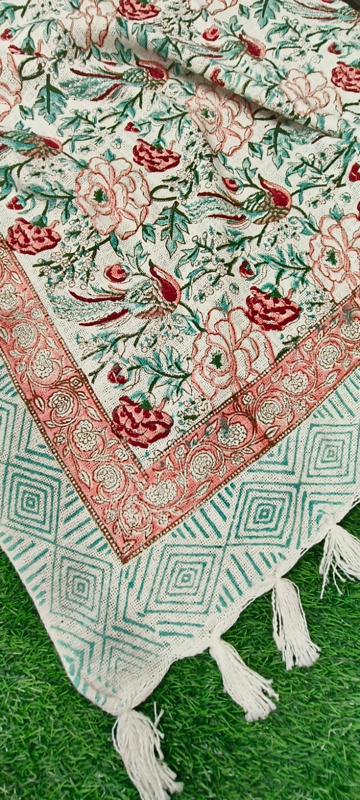 Handblock Jute Cotton Dhurries