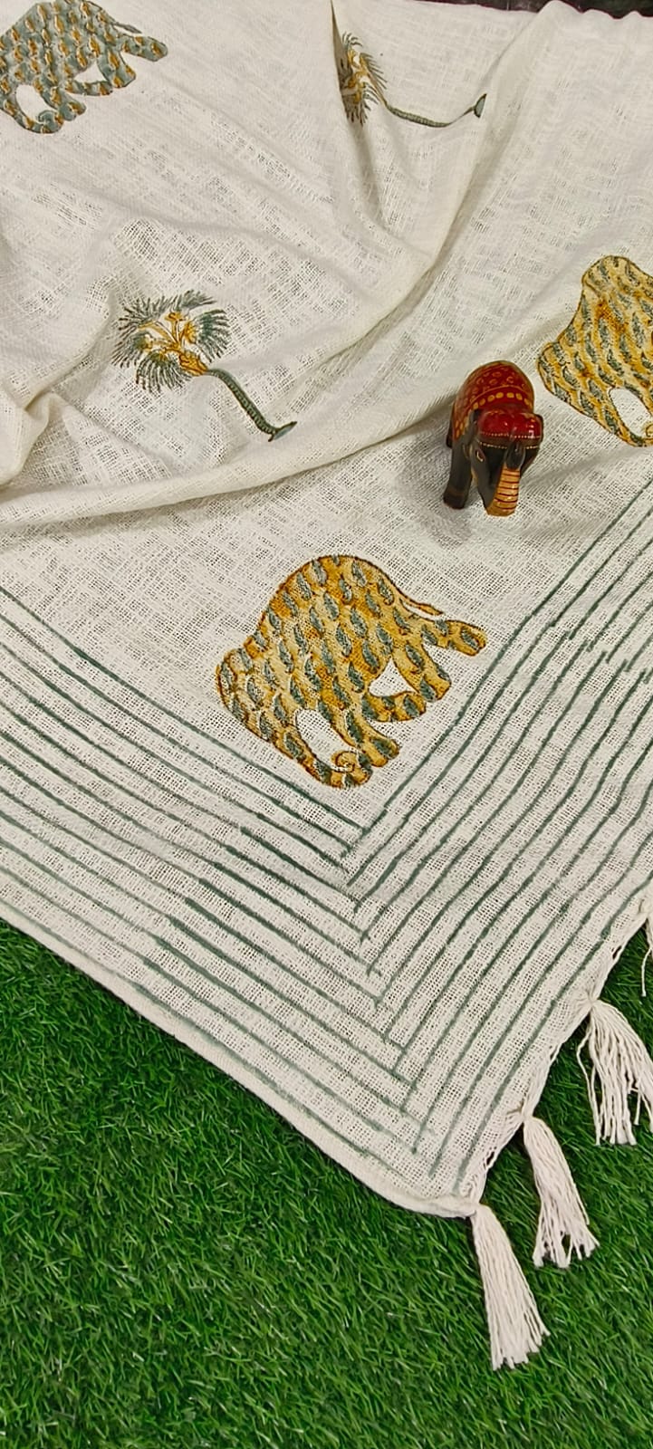 Handblock Jute Cotton Dhurries