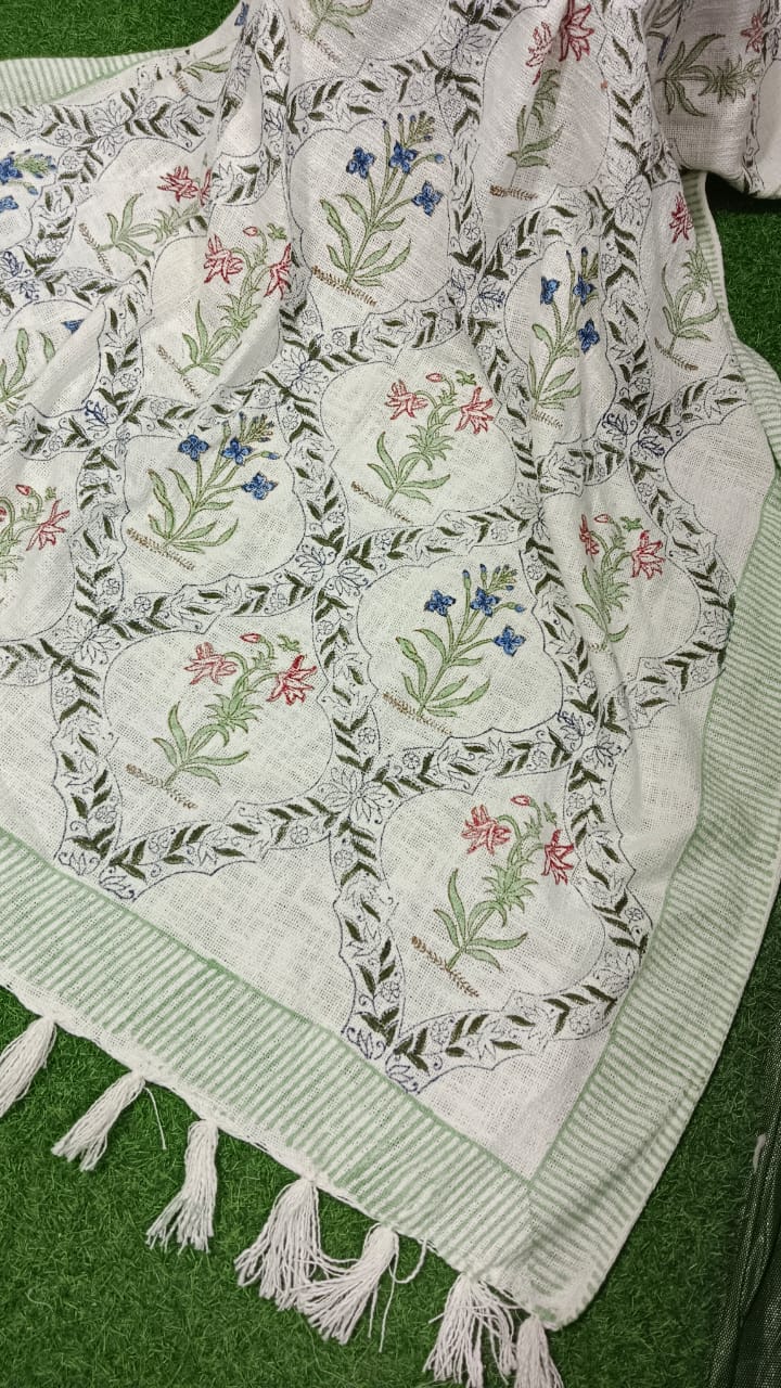 Handblock Printed Jute Cotton Dhurries